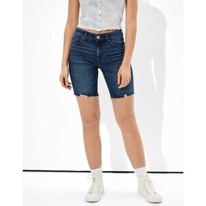 American Eagle Womens Pants Blue 8 Stretch Jean Shorts Raw Hem Skinny Bermuda